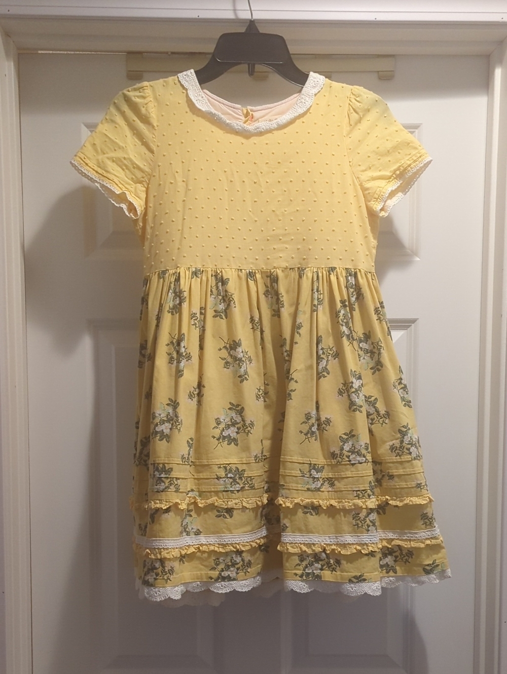Matilda Jane Yellow Floral Lace-Trim Casual Dress